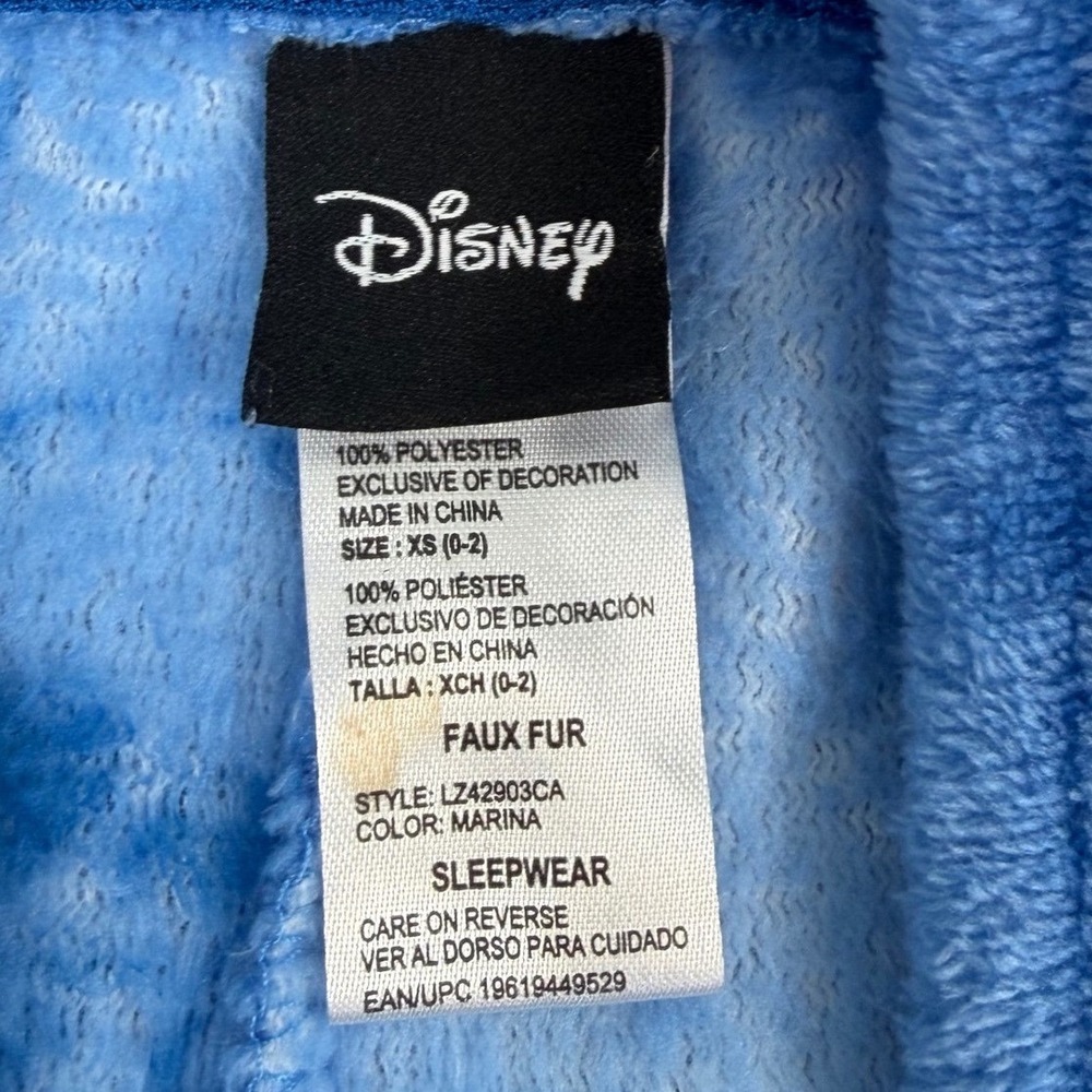 Disney Lilo & Stitch Hooded Union Suit Pajamas Size XS Blue Plush - Picture 3 of 13